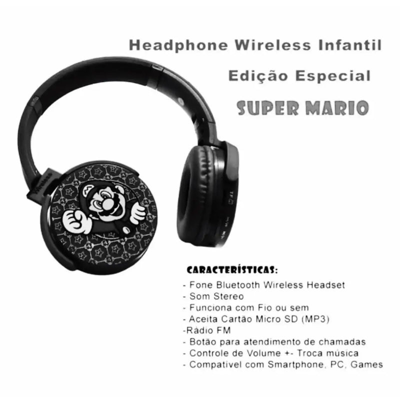 Fone de ouvido Bluetooth Super Mario Wireless MA-1 infantil, adulto, acessórios de anime