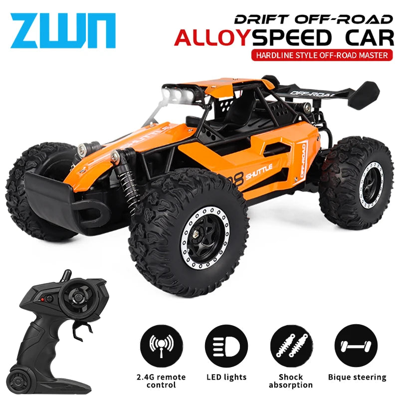 ZWN Carro de controle remoto 1:16/1:20 2.4g modelo RC com luz Led 2wd Brinquedos para presentes dia das crianças